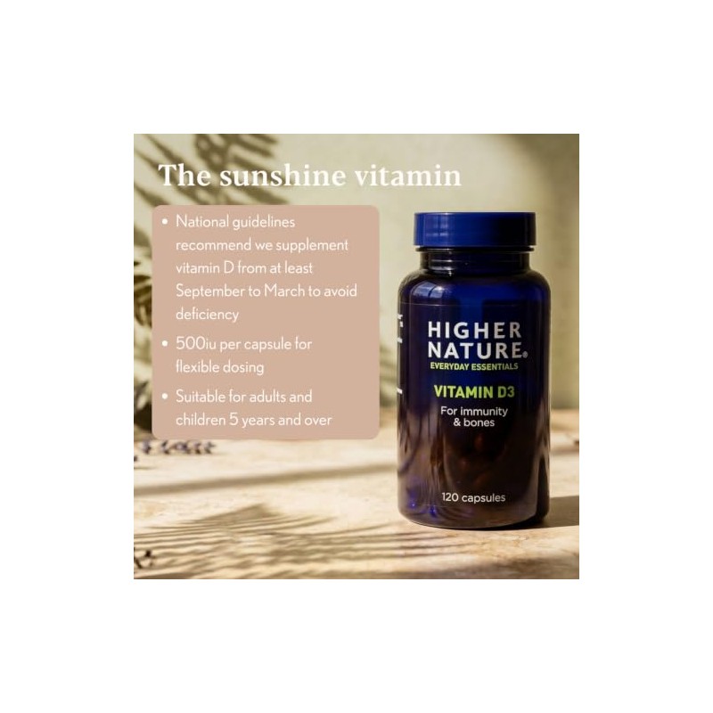 Higher Nature Vitamin D3 - Supports Immunity - 120 Capsules