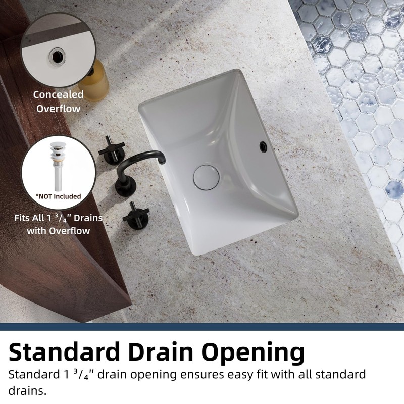 18W" x 13D" Undermount Bathroom Sink, Los Flexi Compact Rectangular