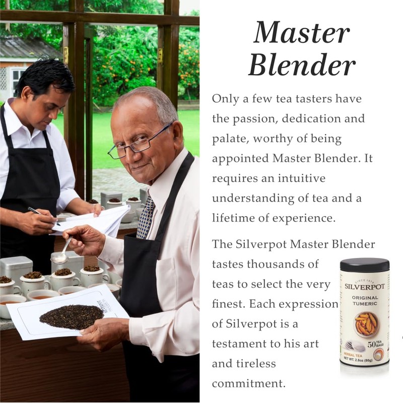 Silverpot Original Turmeric, 50 Round Tea Bags, Tin | Gourmet