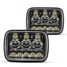 KAX 7x6 5x7 Headlight Assembly, H6054 Black Led Headlight Compatible for YJ Cherokee XJ Savana Truck with H4 Adapters