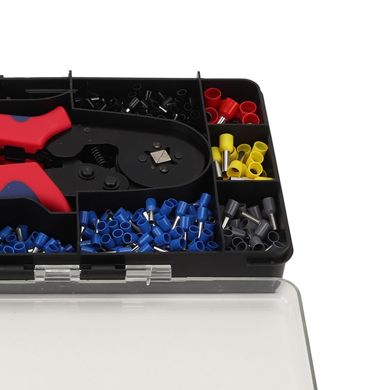 1201Pcs Electrical Wire Terminal Set Cold Pressed with Red Plier