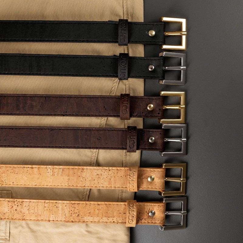 Corkor Women's Slim Belt 1" – Cork Strap with Gold