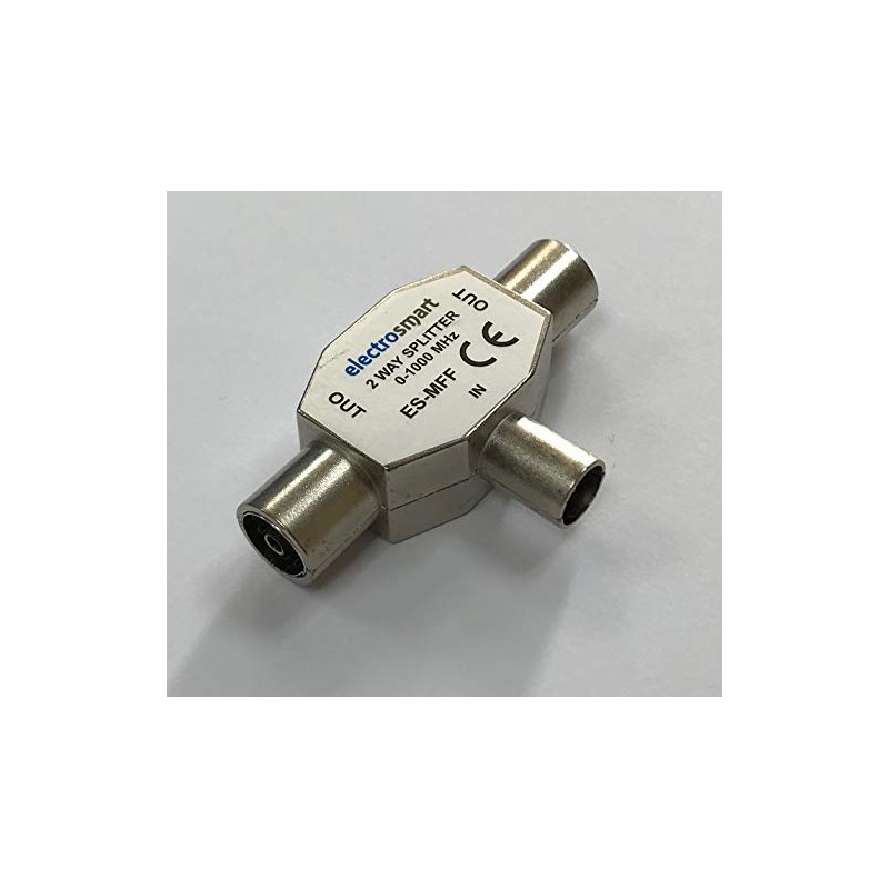 electrosmart TV Aerial Coax Splitter 1 Male to 2 Female