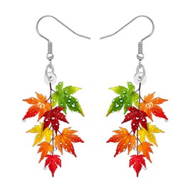 DOWAY Acrylic Fall Maple Leaf Earrings Plant Dangle Cute Fall Jewellery Autumn Gifts for Women Mom Nature Lovers Accessories for Outfit (Orange)