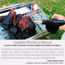 Mercader Digital Soplador Manual De Manivela Con Turbina Para Carbón, Asador