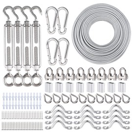 hannger M5 Turnbuckles for Cables Wire 3/16", 200Ft PVC Coated 7×7 Strands Steel Cable w/Various Hardware Multi Purpose Wire Rope for Railing System Kit/Garden Wire Trellis/String Light Hanging Kit