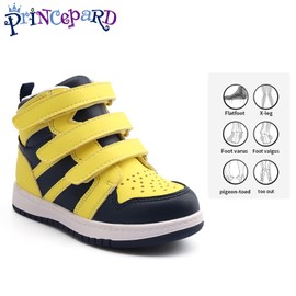 princepard Orthopedic Shoes for Toddlers,High Top Kids Corrective Boots with Arch & Ankle Support for Girls and Boys to Correct Foot Problems Yellow