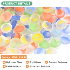 M METERXITY High Luster Round Fire Glass Beads, Glass Gems, Glass Pebbles, Glass Marbles for Vases/Fire Pit/Crafts/Aquarium/Garden Decorations 18-22mm, 900g/1.98-Pound [Mixed Colors]