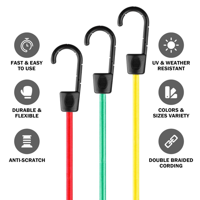 Cartman Adjustable Bungee Cords, 6 Pack 40 inch Adjustable Bungee