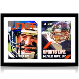 Qunclay 14x20 Inch Double Magazine Frame Displays Two 8x11 Inch Magazines Picture Frame with Installed Hangers and Core Matting Plastic Frames for Certificate Collages Weddings Photo