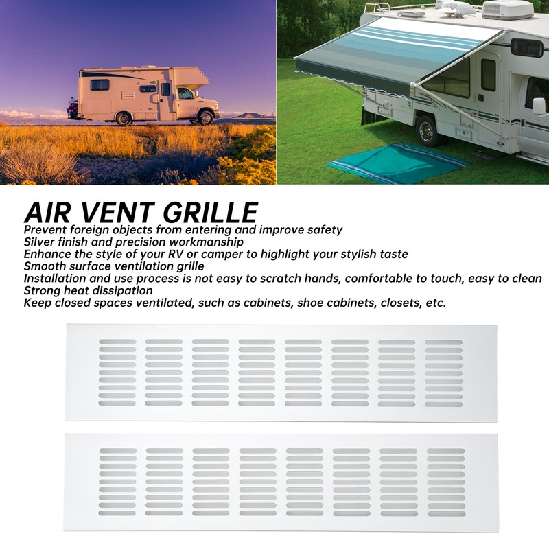 2 Pcs Air Vent Ventilation Grille Aluminium Alloy Rectangular Vent