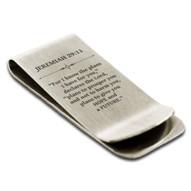 Stainless Steel Hope and Future Jeremiah 29:11 Money Clip Credit Card Holder