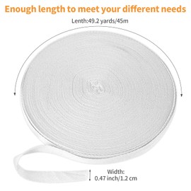 Soft Natural Twill Tape Ribbon Herringbone Webbing Sewing for DIY Craft Making, 100% Cotton Ribbon for Packing Garment Accessories Handmade Seed Tape (White)