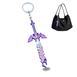 EnixwH Zelda Tears of Kingdom Key Ring, Decayed Master Sword Keyring, Zelda Master Sword Keychain, Zelda Anime Key Ring for Children Fans Gift, purple