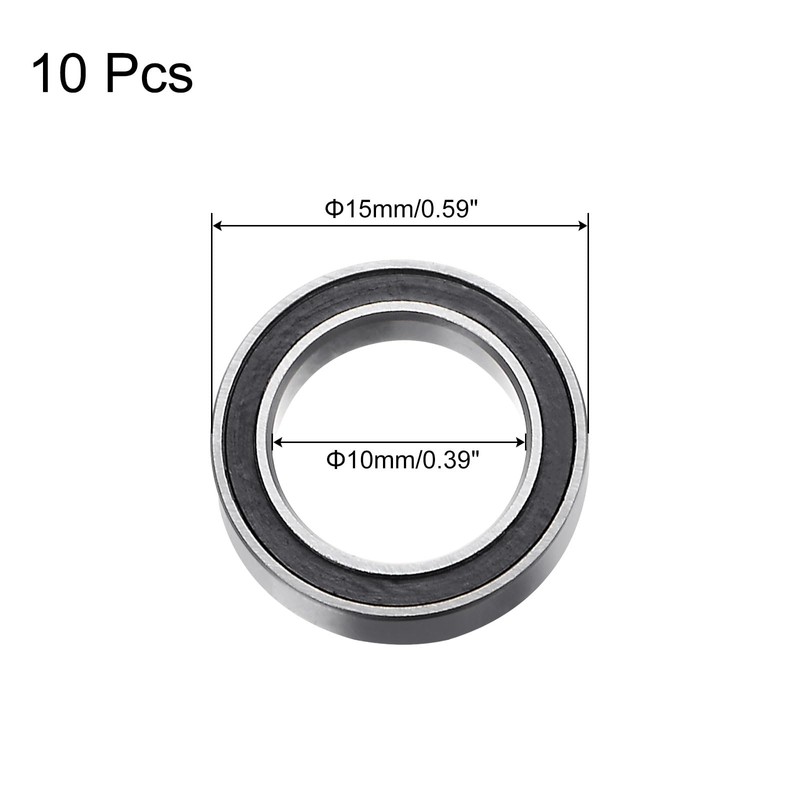 sourcing map 10pcs 6700-2RS Deep Groove Ball Bearings, Chrome Steel