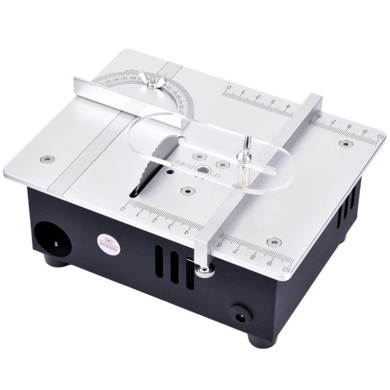 96W Precise Mini Table Saw, Adjustable Cut Depth and Angle,