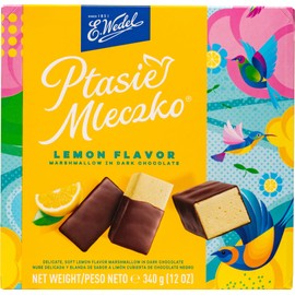 E. Wedel, Ptasie Mleczko Candy Box, Polish Bird's Milk, Delicate & Soft Lemon Flavor Marshmallow in Dark Chocolate, 340g/12oz