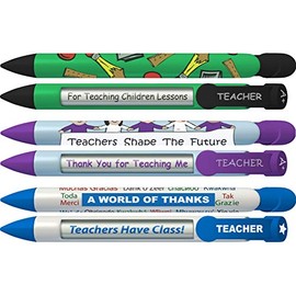 Greeting Pen Teacher Appreciation Pens- Thank You Gift/Favor Trio Rotating Message 6 Pen Set (36076)