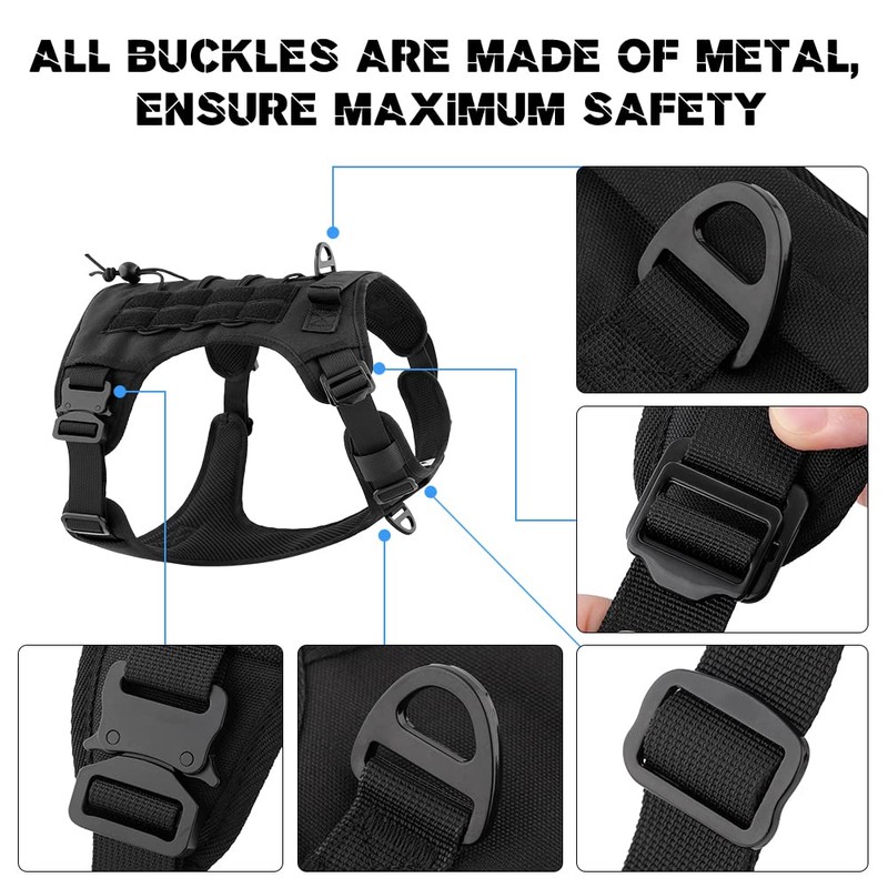 Plutus Pet Tactical Dog Harness, All Metal Buckles, No Pull