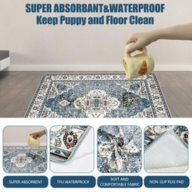 AIHSUMC Washable Pee Pads for Dogs, (2 Pack, 36"x42") Upgrade Reusable Puppy Pads with Non-Slip Rug Pad, Super Thickening Absorbent Leakproof Dog Traning Pads Whelping Pad for Dogs, Doggie(Blue-1)