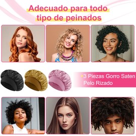 6 Piezas Gorro de Seda para Dormir Ajustable, Capó Gorro Saten Pelo Cabello Rizado Reutilizable y Cómodo con Banda Ancha Elástica para Mujer, Gorro de Dormir de Noche para Belleza, Bañarse, Cocinando
