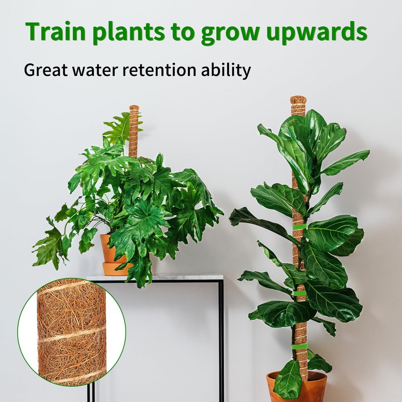 Dimpoo 48 Inch Moss Pole Monstera Plant Support, Coir Moss