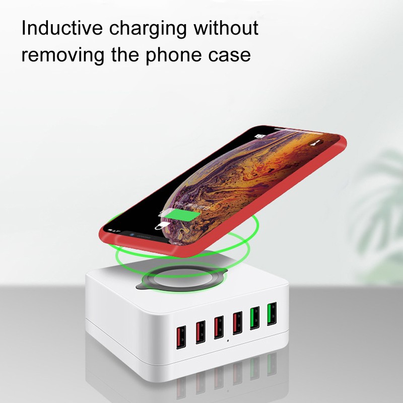 Intelligent Wireless Charging USB Station 6 Ports QC3.0 Fast Charge