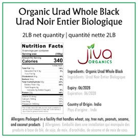 Jiva Organics Organic Urad Whole 2LB Bag - Black Gram Dal, Urad Dal Whole - Non-GMO, Gluten Free