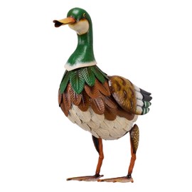TERESA'S COLLECTIONS Garden Decor for Outside,Metal Mallard Duck Decorations for Outdoor Decor,9" Duck Decoys Animal Outdoor Statues for Yard Patio Lawn Pool Porch Backyard,Spring Decor,Gifts for Mom