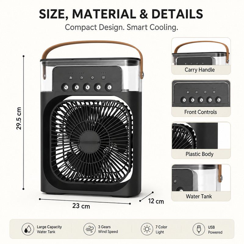 Portable Personal Air Cooler for Desk Use – 4-in-1 Mist