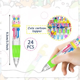 BAISDY 24Pcs Fun Pens Multicolor Pen in One, 4-in-1 Cute Pens Bulk Kawaii Pen Mini Ballpoint Pen for School, Office,Classroom, Teacher