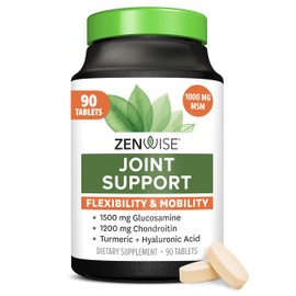 Zenwise Health Joint Support Supplement with Glucosamine Chondroitin MSM, Curcumin & Sulfate - Joint Health for Women & Men - Mobility & Flexibility Support for Knee, Cartilage & Bone - 90 Count