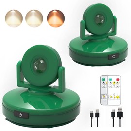 Wireless LED Spotlight 2 Pack, Rechargeable Uplights Battery Powered Picture Lights with Remote, Stick Spot Lights Puck Light with Timer Dimmable for Wall Display Dartboard Painting Accent Closet