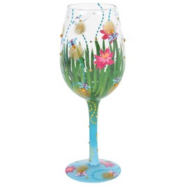 Enesco Designs by Lolita Firefly Hand-Painted Artisan Wine Glass, 15 Ounce, Multicolor