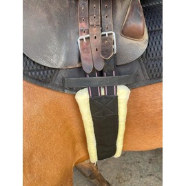 Preto Synthetic Saddle Jumping Girth Equine Elasticated Ends Soft Faux Fur/Mink/Fleece lined Strong Tear Resistant Nylon Webbing Anti-chafing Padded Equestrian Cob Full Pony