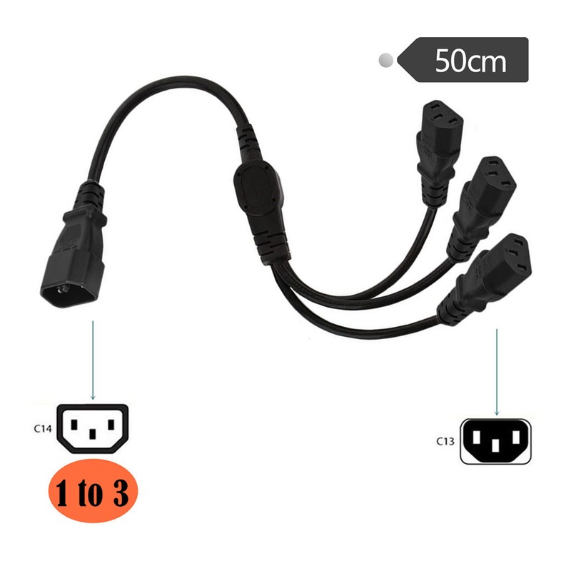 IEC 320 C14 to 3 X C13 Power Cable Universal