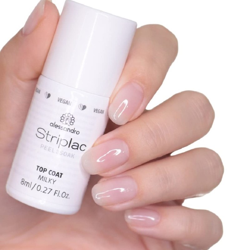 alessandro Striplac Peel or Soak Vegan Top Coat Milky LED