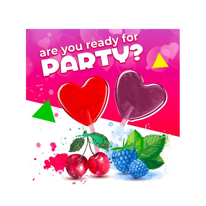 Valentine Heart Shaped Lollipops, Strawberry & Cream Flavor, Red &