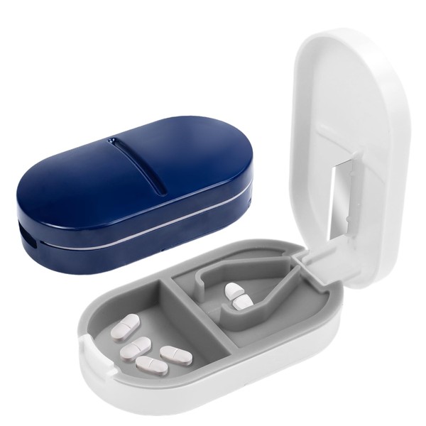 PIWOSGOL 2 Stück Tablettenteiler, Pillenschneider für Kleine und Große Tabletten,2
