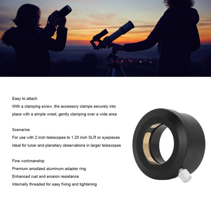 2 Inch to 1.25 Inch Telescope Eyepiece Mount Adapter, Telescope