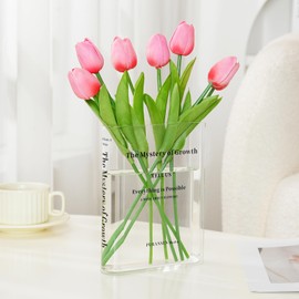 Puransen Clear Bookend Vase for Flowers - Aesthetic Room Decor for Modern Home/Office, Minimalist Shelf Organizer with Floral Display, for Book Lovers & Interior Design Enthusiasts