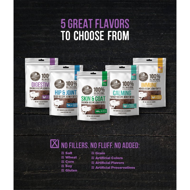 Wholesome Pride Functional Dog Digestive Support Chicken Recipe Jerky Bites