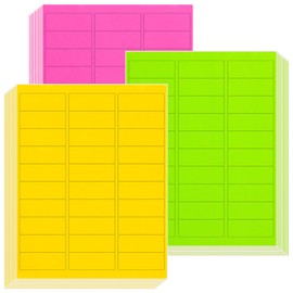 L LIKED 900 Assorted Fluorescent Neon Address Labels, 1" X 2-5/8" Bright Fluorescent Paper Labels for Shipping Envelopes & Small Packages - Green, Yellow, Pink - 30 Sheets