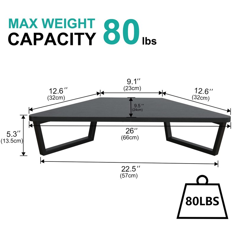 TEAMIX 26 inch Triangle Monitor Stand Riser, Desktop Corner Shelf