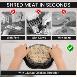 Chicken Shredder Tool – Large Chicken Breast Shredder and Grinder with Meat Tenderizer & Brush, Visible Chicken Shredder Twist for Pork, Beef & Chicken – Ergonomic BPA-Free Design (Black)