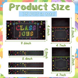 Zonon Class Jobs Bulletin Board Colorful Class Jobs Pocket Chart Set Teacher's Helper Chalkboard Decor Classroom Bulletin Board Decoration for Back to School (Dark Style)