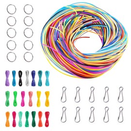 Pizsieat Scoubidou Bands Set Scooby DOO Bands Plastic Scobie DOO Bands Skubidu Bands Latch Straps with 20 Key Rings and Hooks for DIY Bracelets Necklace Key Ring (20 Colours)