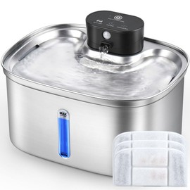 BOORCA Wireless Cat Water Fountain Stainless Steel, 169oz/5L Cordless Smart Pet Water Fountain with 5000mAh Battery & Ultra Quiet Pump, Automatic Pet Water Dispenser for Cats & Dogs, 3 Filters