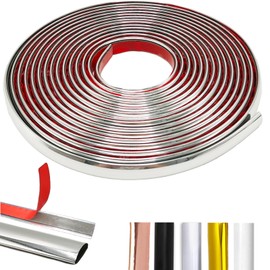 Faoaatin 22Ft Silver Molding Trim Peel and Stick, Flexible Mirror Border Design, Wall Ceiling Floor Cabinet Tile Edge Moulding…