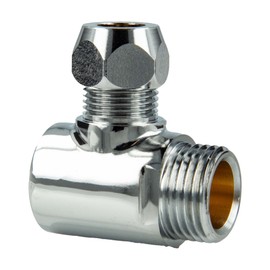 tecuro 2-way distributor T-piece 1/2 female thread x diameter 10 mm crimp x 1/2 male thread, chrome-plated brass